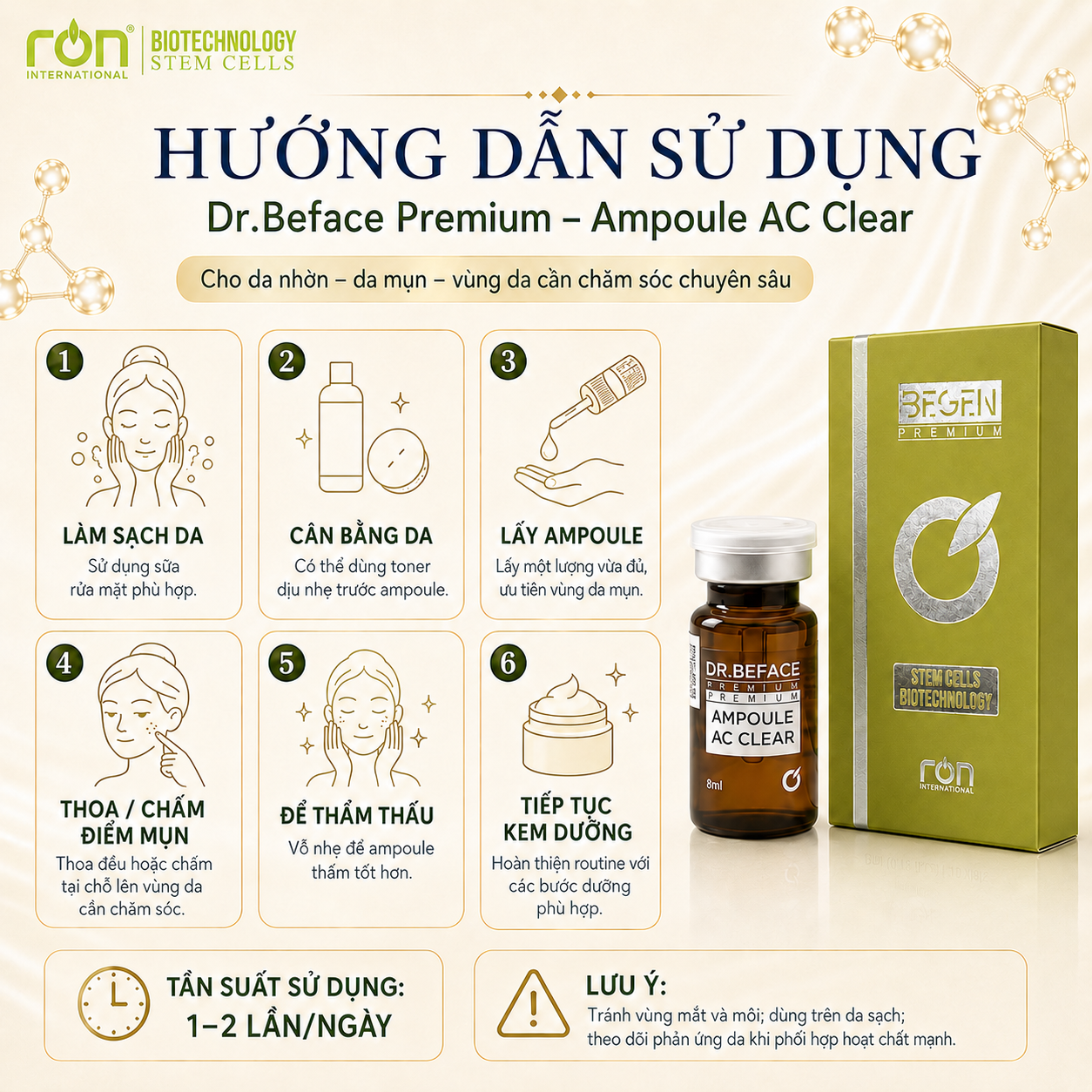 DR.BEFACE AMPOULE AC CLEAR 8ML – TINH CHẤT CHĂM SÓC DA DẦU, DA DỄ NỔI MỤN – 8ml/lọ&nbsp;